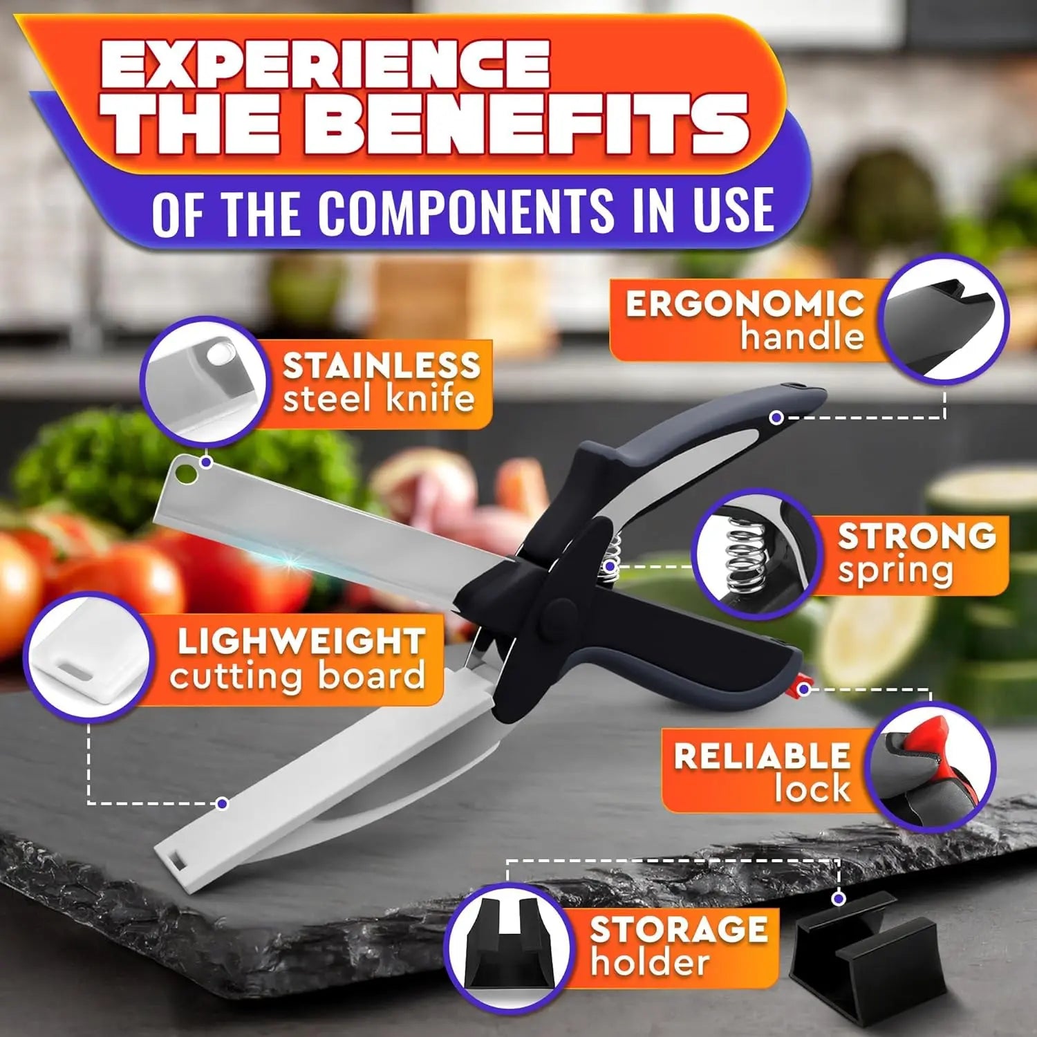 2 in 1 Kitchen Scissors for Food