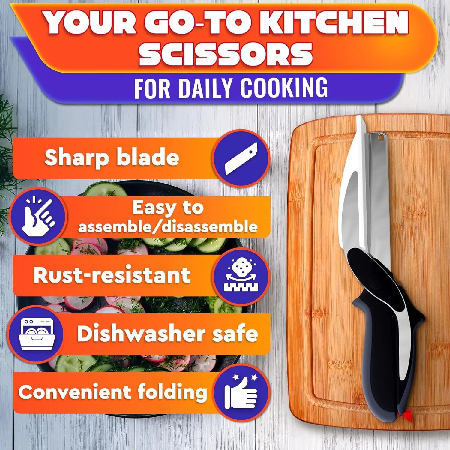 2 in 1 Kitchen Scissors for Food