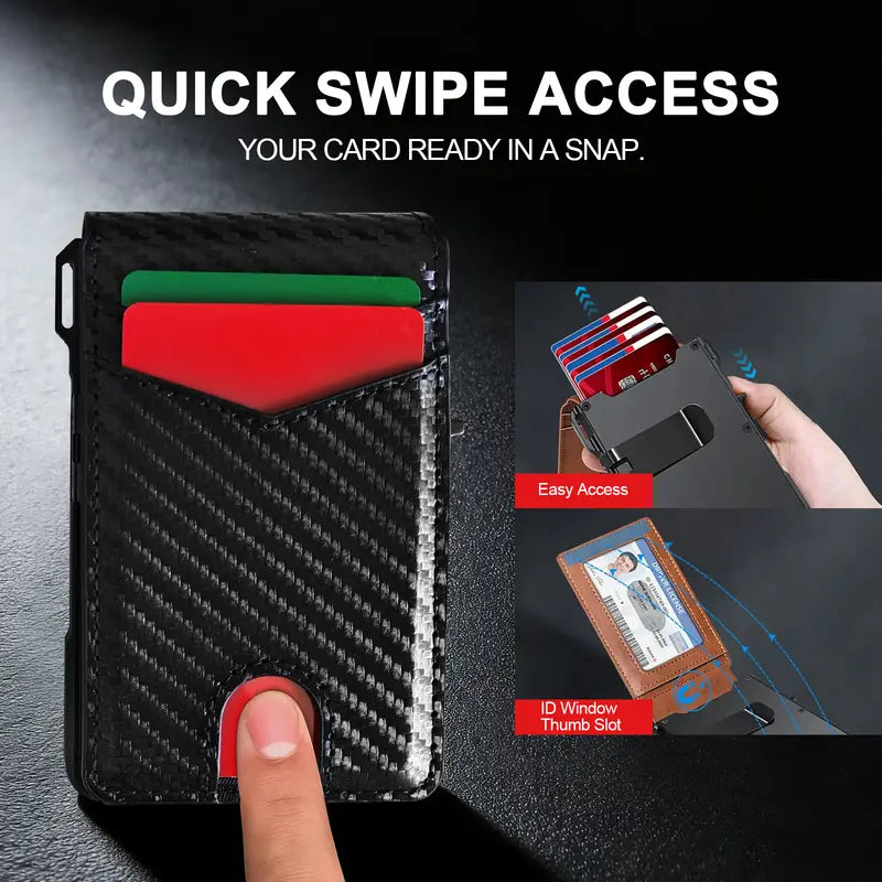 Pop-Up RFID Slim Leather Wallet