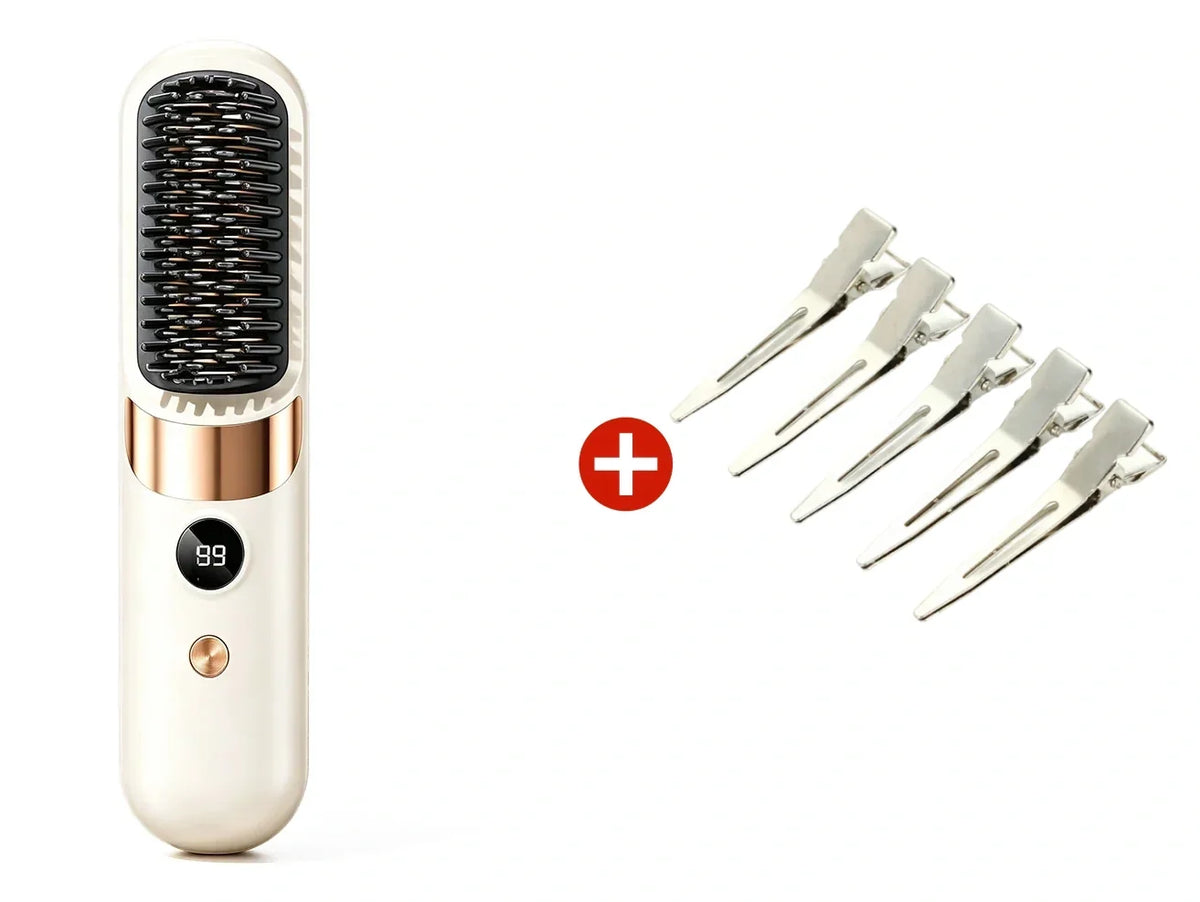 💇‍♀️ 3-in-1 Cordless Hair Straightening Brush – Straighten, Curl & Detangle Anywhere