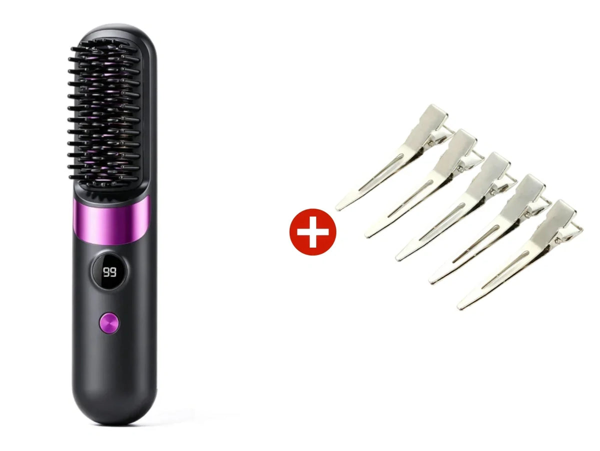 💇‍♀️ 3-in-1 Cordless Hair Straightening Brush – Straighten, Curl & Detangle Anywhere