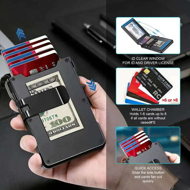 Pop-Up RFID Slim Leather Wallet