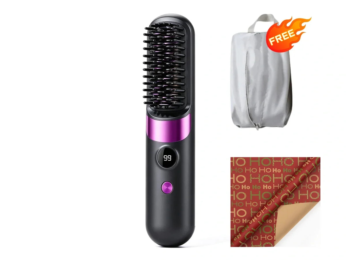 💇‍♀️ 3-in-1 Cordless Hair Straightening Brush – Straighten, Curl & Detangle Anywhere