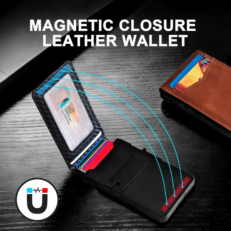 Pop-Up RFID Slim Leather Wallet