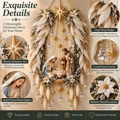 ✨👼 Heavenly Angel Wings Nativity Light - Peaceful Christmas Radiance, Right on Your Wall✨