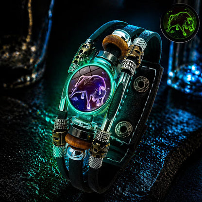 🎁 Buy 1, Get 1 FREE! Glow-in-the-Dark Leather Zodiac Sign Bracelet for Men & Women (6.9/8.1 inches) – Personalized Constellation Jewelry ✨♑️