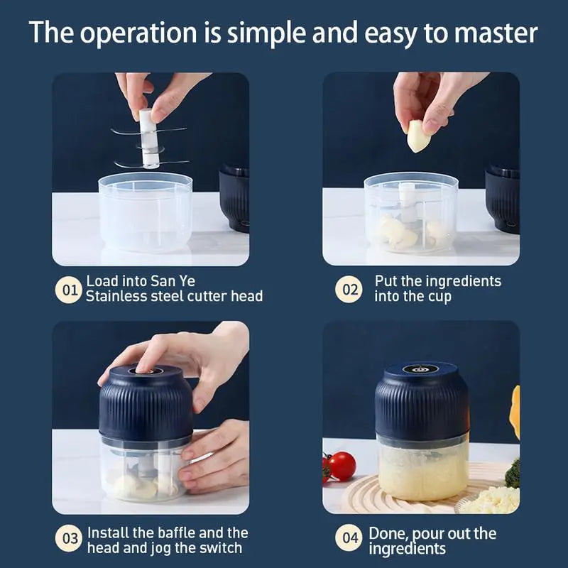 Mini Electric Food Chopper USB Rechargeable