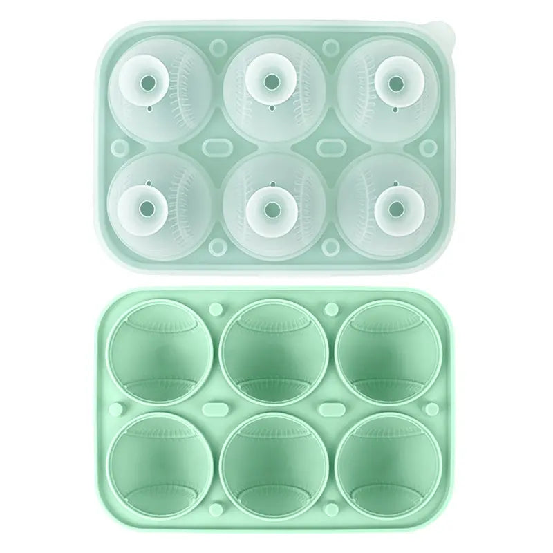 Baseball Ice Cube Mold – 6-Cavity Silicone Ice Ball Maker