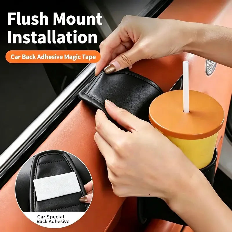 Leather Car Door Storage Pocket Double-Layer Organizer for Phones, Keys & Everyday Driving Essentials
