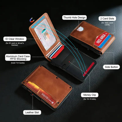 Pop-Up RFID Slim Leather Wallet