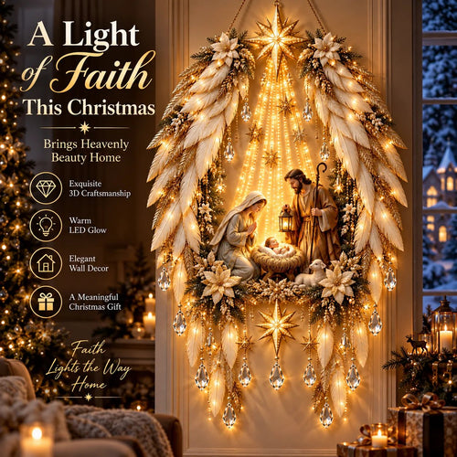 ✨👼 Heavenly Angel Wings Nativity Light - Peaceful Christmas Radiance, Right on Your Wall✨