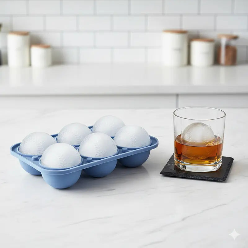 Baseball Ice Cube Mold – 6-Cavity Silicone Ice Ball Maker