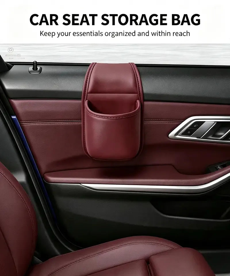 Leather Car Door Storage Pocket Double-Layer Organizer for Phones, Keys & Everyday Driving Essentials