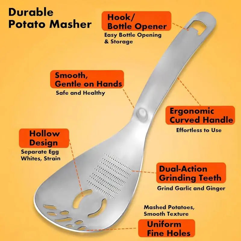 304 Stainless Steel Potato Masher Set Slotted Spoon & Egg Separator