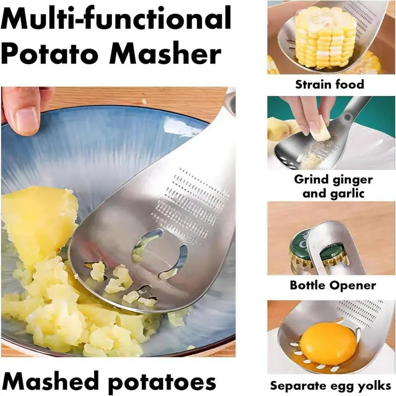 304 Stainless Steel Potato Masher Set Slotted Spoon & Egg Separator