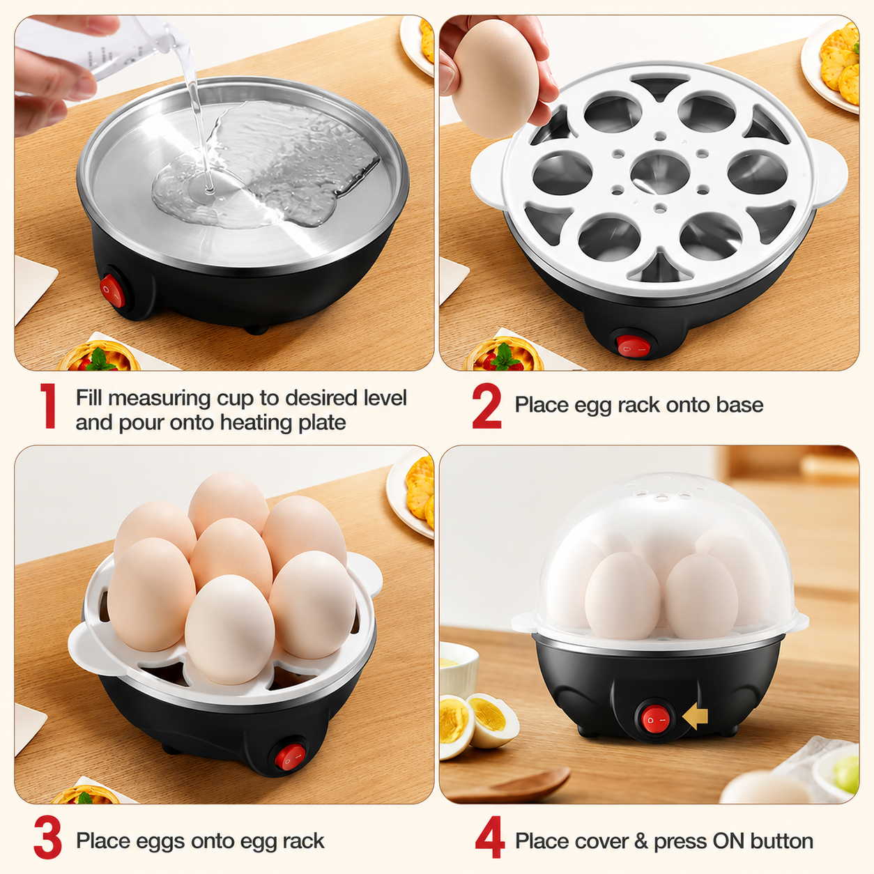 Rapid Electric Egg Cooker | 7-Egg Capacity with Auto Shut-Off