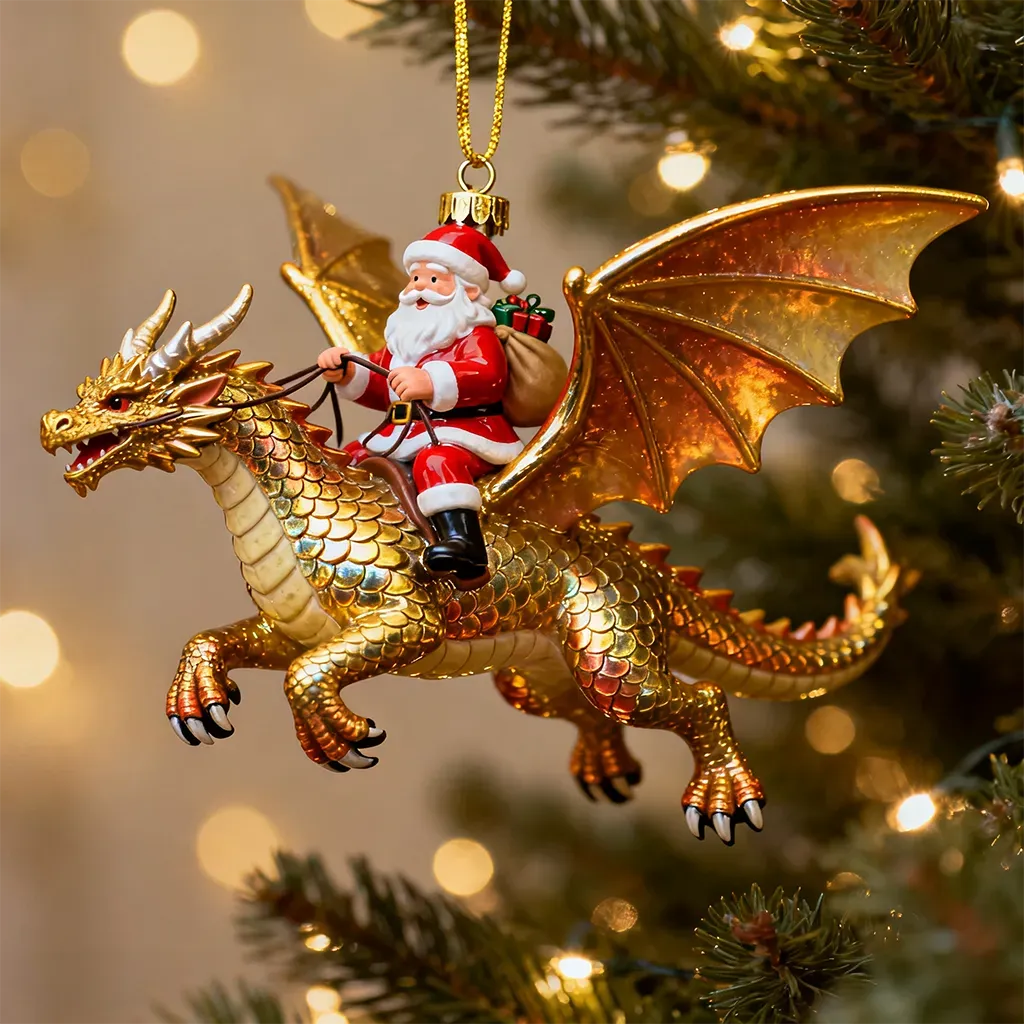 🔥🔥 Santa’s Dragon Riders Ornament Collection