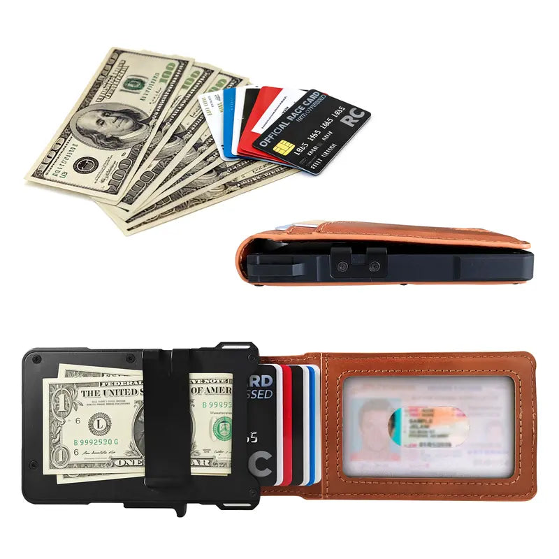 Pop-Up RFID Slim Leather Wallet