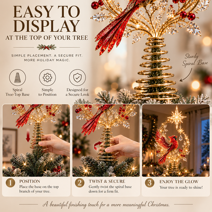 ✨Last Day 90% OFF✨🐦Cardinal Heaven's Light Tree Topper🌟