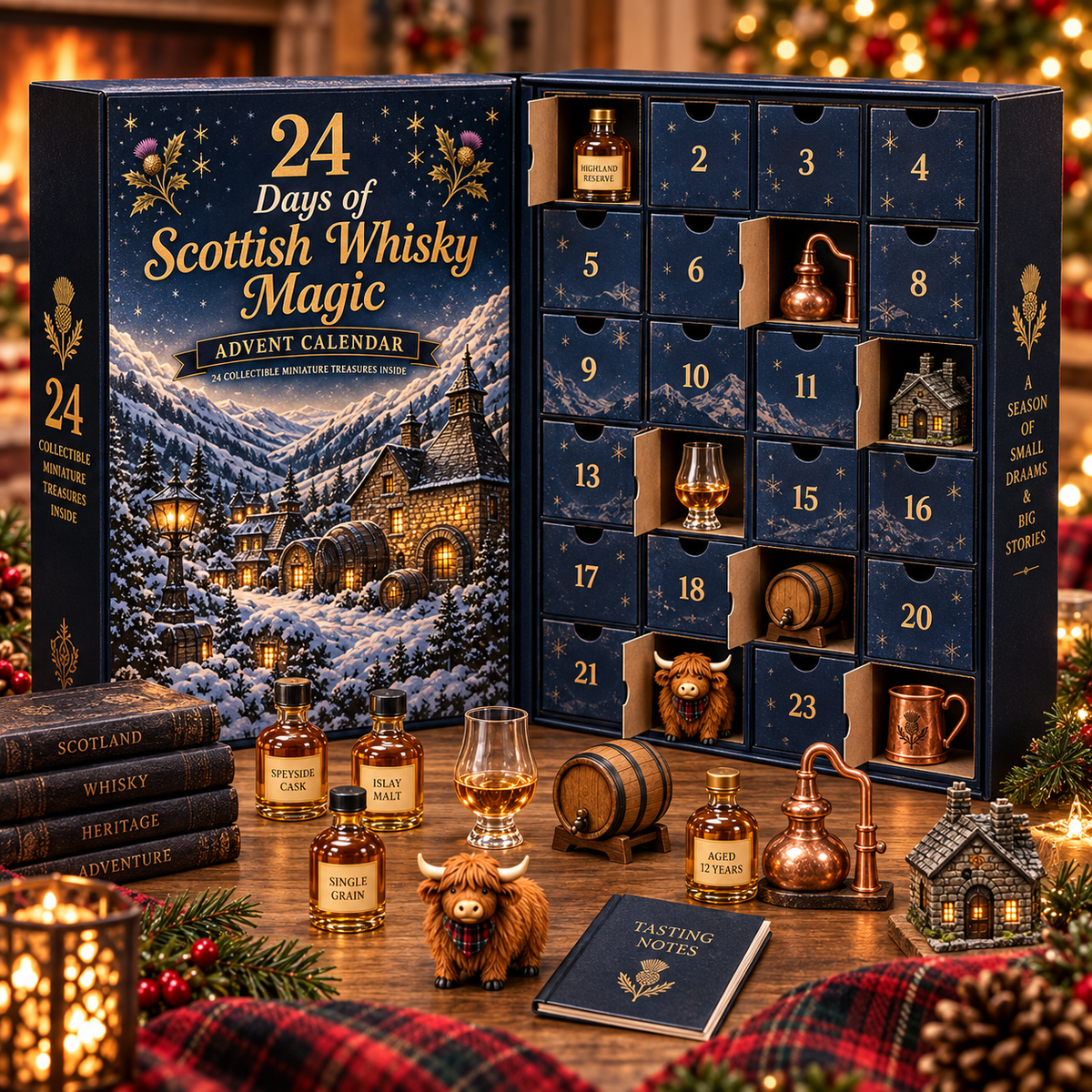 2026 Days of Scottish Whisky Magic Blind Box - 24-Day Festive Countdown, Scottish Whisky-Themed Collectible Figures Blind Box - Gift For Whisky Lovers