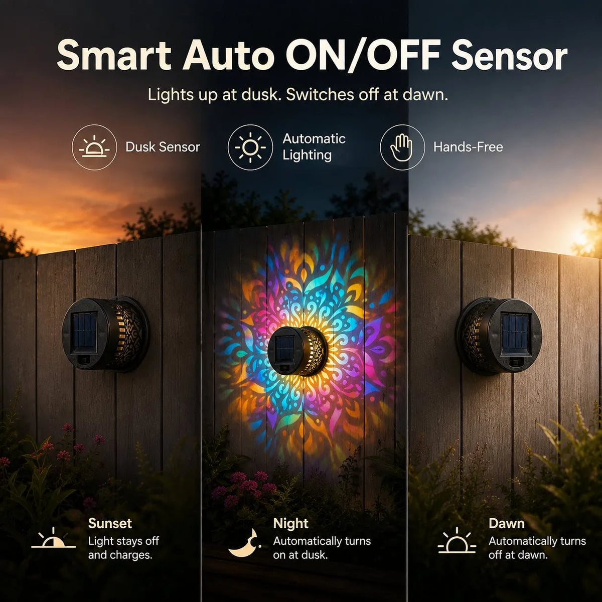 🔥🔥🔥Solar Mandala Wall Light | Outdoor Garden Fence Projector Lamp