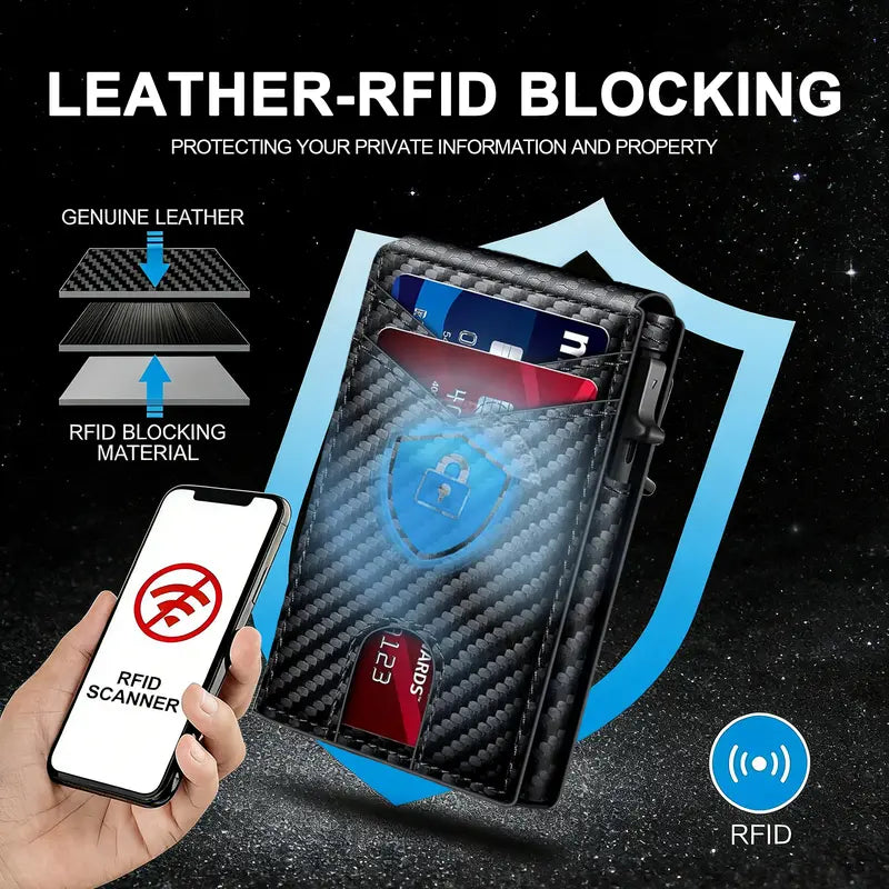 Pop-Up RFID Slim Leather Wallet