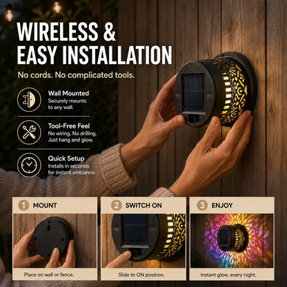 🔥🔥🔥Solar Mandala Wall Light | Outdoor Garden Fence Projector Lamp