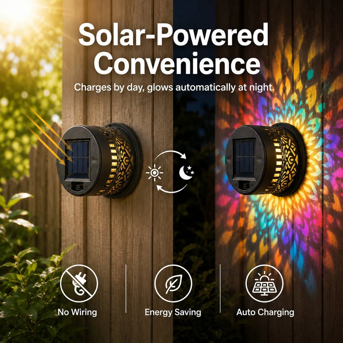 🔥🔥🔥Solar Mandala Wall Light | Outdoor Garden Fence Projector Lamp