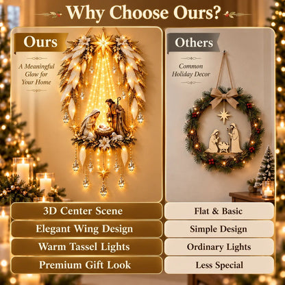 ✨👼 Heavenly Angel Wings Nativity Light - Peaceful Christmas Radiance, Right on Your Wall✨