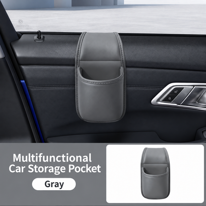 Leather Car Door Storage Pocket Double-Layer Organizer for Phones, Keys & Everyday Driving Essentials