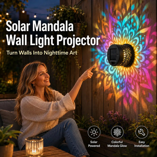 🔥🔥🔥Solar Mandala Wall Light | Outdoor Garden Fence Projector Lamp
