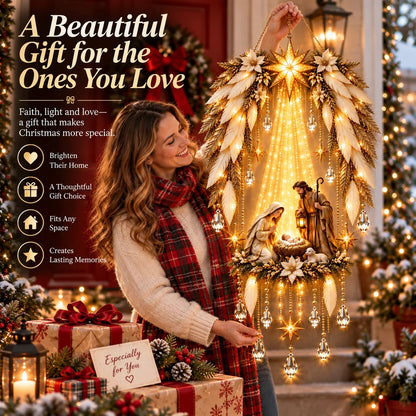 ✨👼 Heavenly Angel Wings Nativity Light - Peaceful Christmas Radiance, Right on Your Wall✨