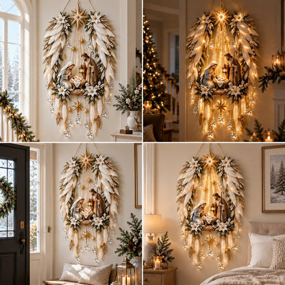 ✨👼 Heavenly Angel Wings Nativity Light - Peaceful Christmas Radiance, Right on Your Wall✨