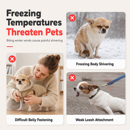 🐕 50% OFF! ✨ Hooded Dog Coat – Windproof Outer Layer, Thick Polar Fleece Lining & Built-In Harness Ring – Cozy Winter Protection for Small & Medium Pets 🧥