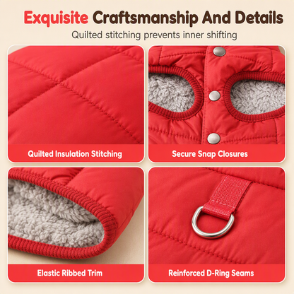 🐕 50% OFF! ✨ Hooded Dog Coat – Windproof Outer Layer, Thick Polar Fleece Lining & Built-In Harness Ring – Cozy Winter Protection for Small & Medium Pets 🧥