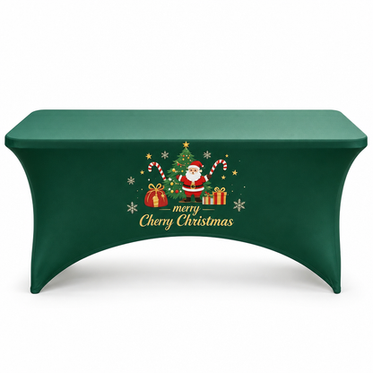Christmas Stretch Fitted Table Cover for Rectangular Tables