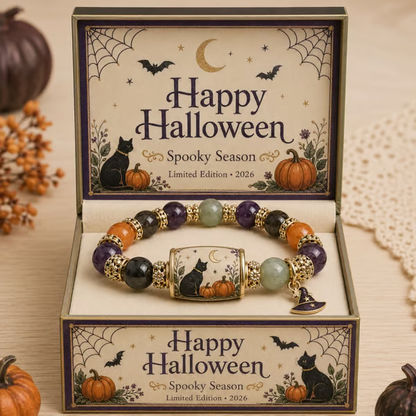 👻Limited Edition 2026 Halloween Black Cat Pumpkin Beaded Bracelet Gift Set🎁
