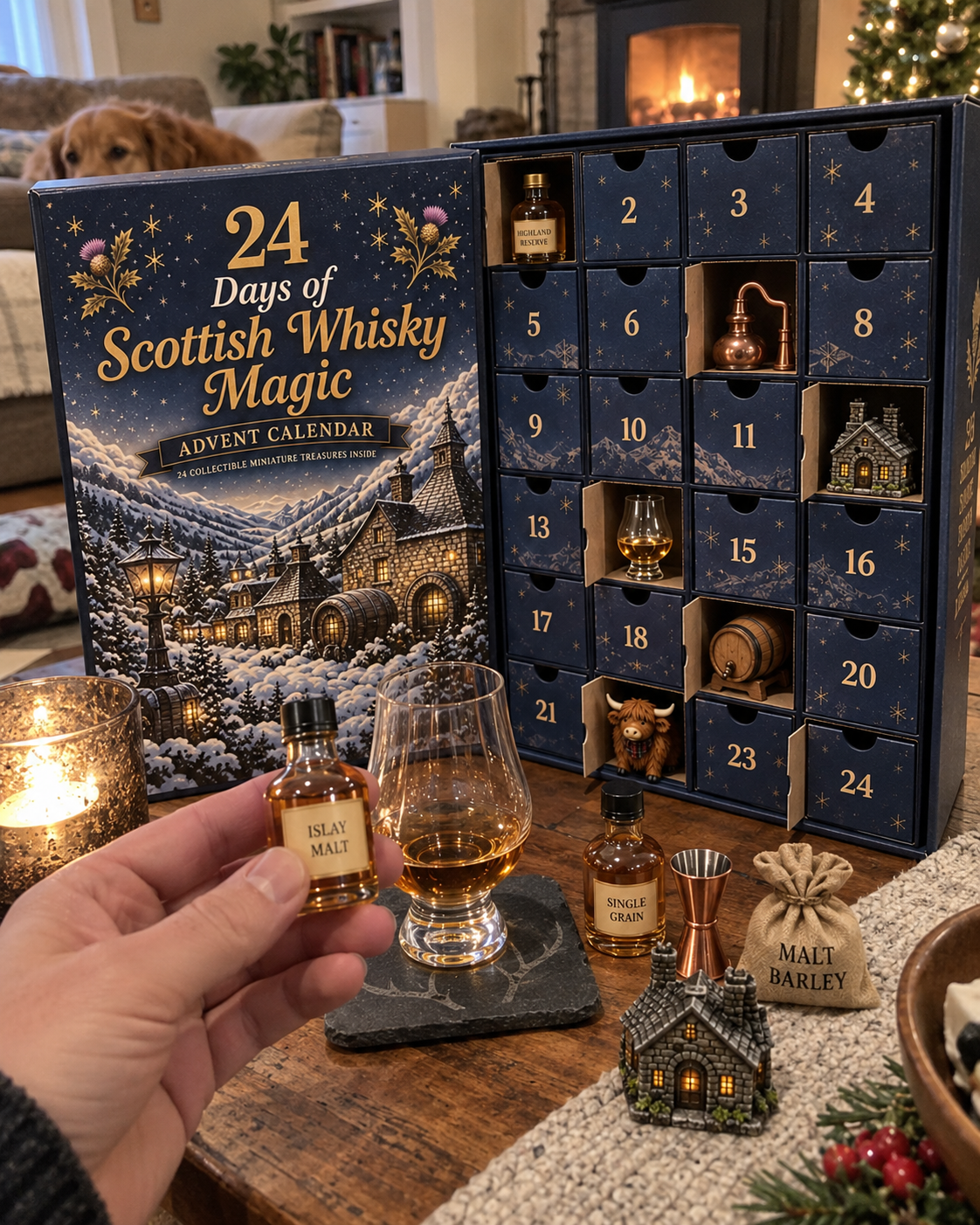Customer shipping box unboxing whisky advent calendar